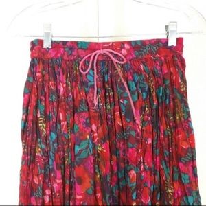 Vintage Skirt Floral Midi Crinkle Gypsy Boho 90s